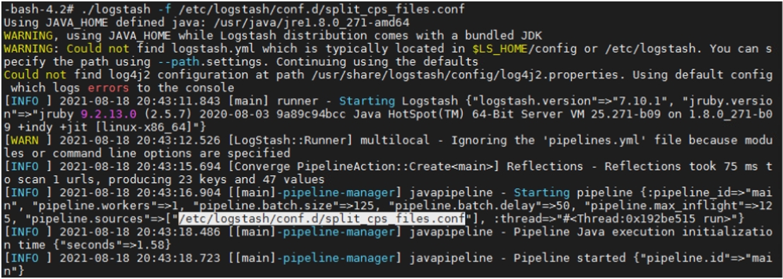 Logstash startup with custom configuration file